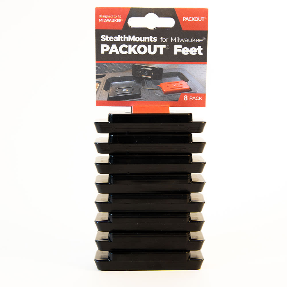 StealthMounts Battery Mount Milwaukee PACKOUT Feet Black 8pk ;