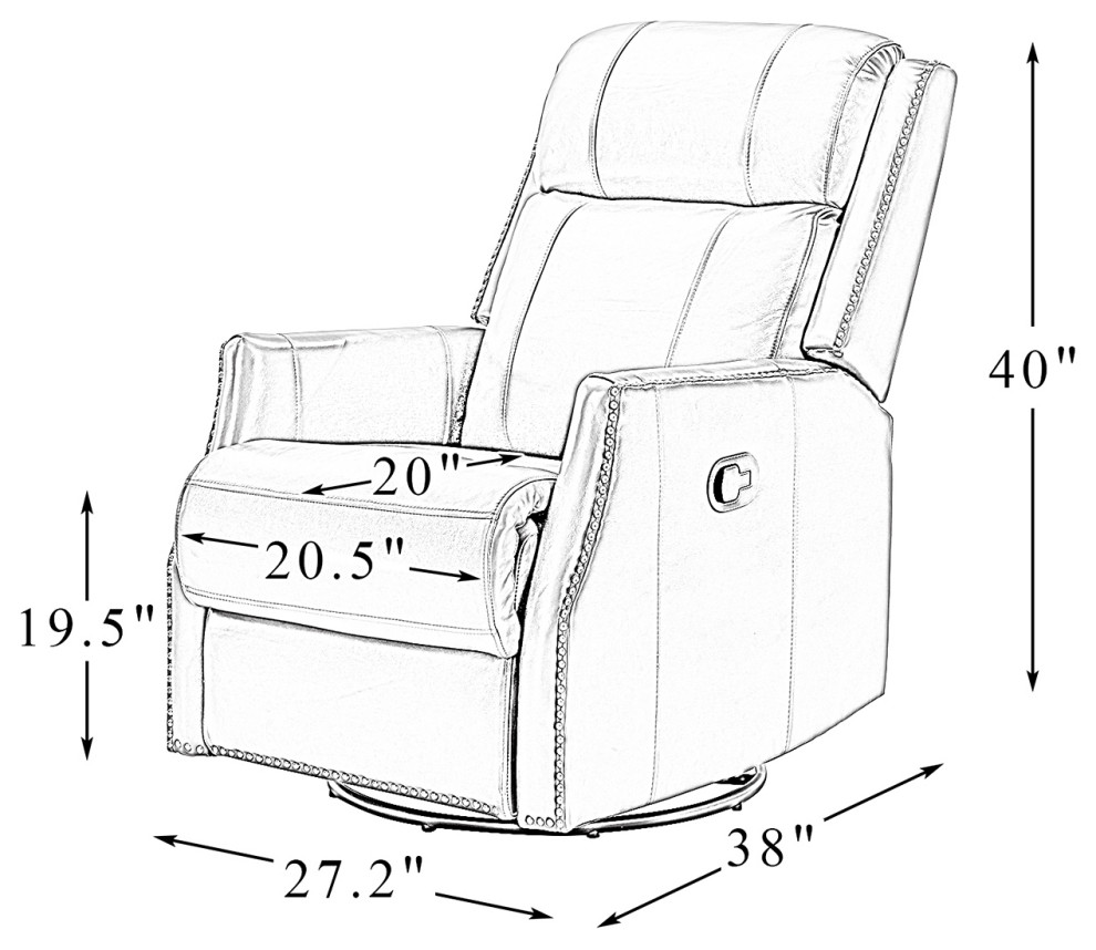 Genuine Leather Manual Swivel Recliner  Set of 2   Transitional   Recliner Chairs   by Karat Home  Houzz