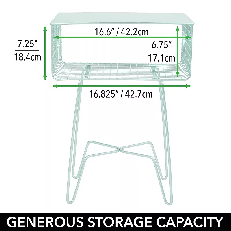 mDesign Modern Farmhouse Home Decor End Table， Metal Wire Storage Shelf