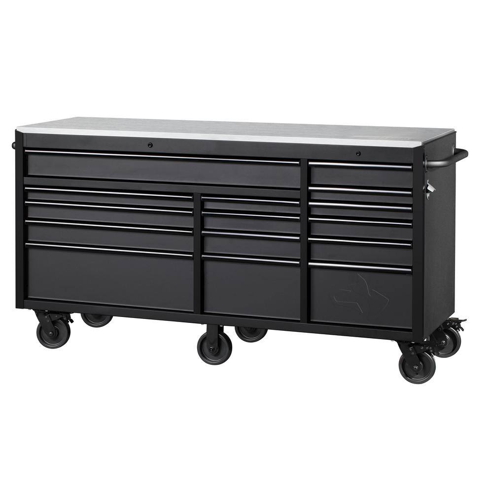 Husky Heavy-Duty 72 in. x 23 in. D 24-Drawer Matte Black Mobile Workbench with Top Chest H72MWC15CH9BLK