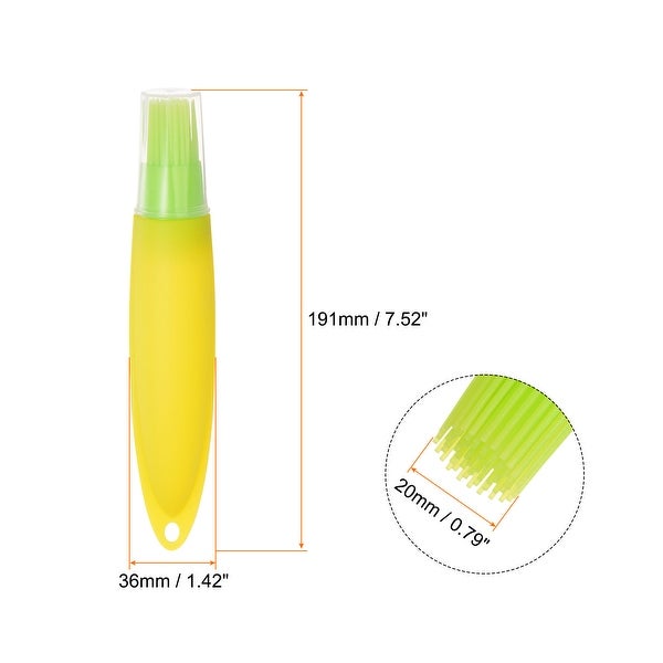 2pcs Silicone Oil Bottle Brush Tip Tail with Cap for BBQ Baking， Green+Yellow