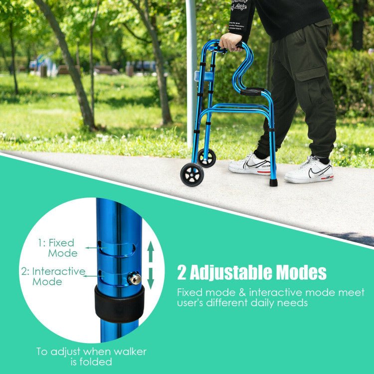 Best 2023 Heavy-Duty Adjustable Folding Walker W/ Wheels and Armrests