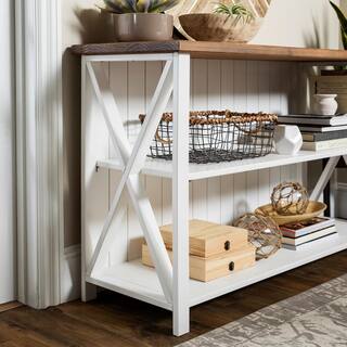 Welwick Designs 30 in. WhiteReclaimed Barn Wood 2-shelf Accent Bookcase HD8294