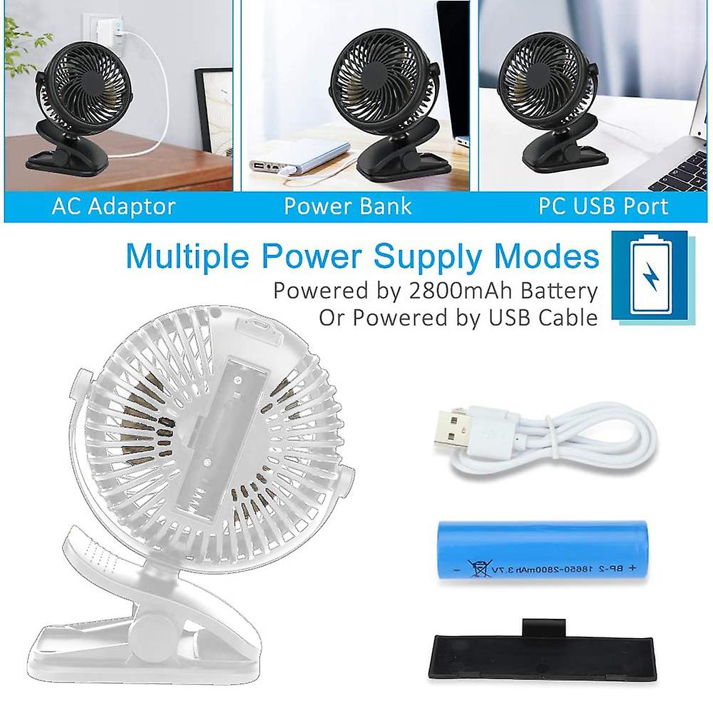 Rechargeable Small Fan - Black And Whitehousehold Products