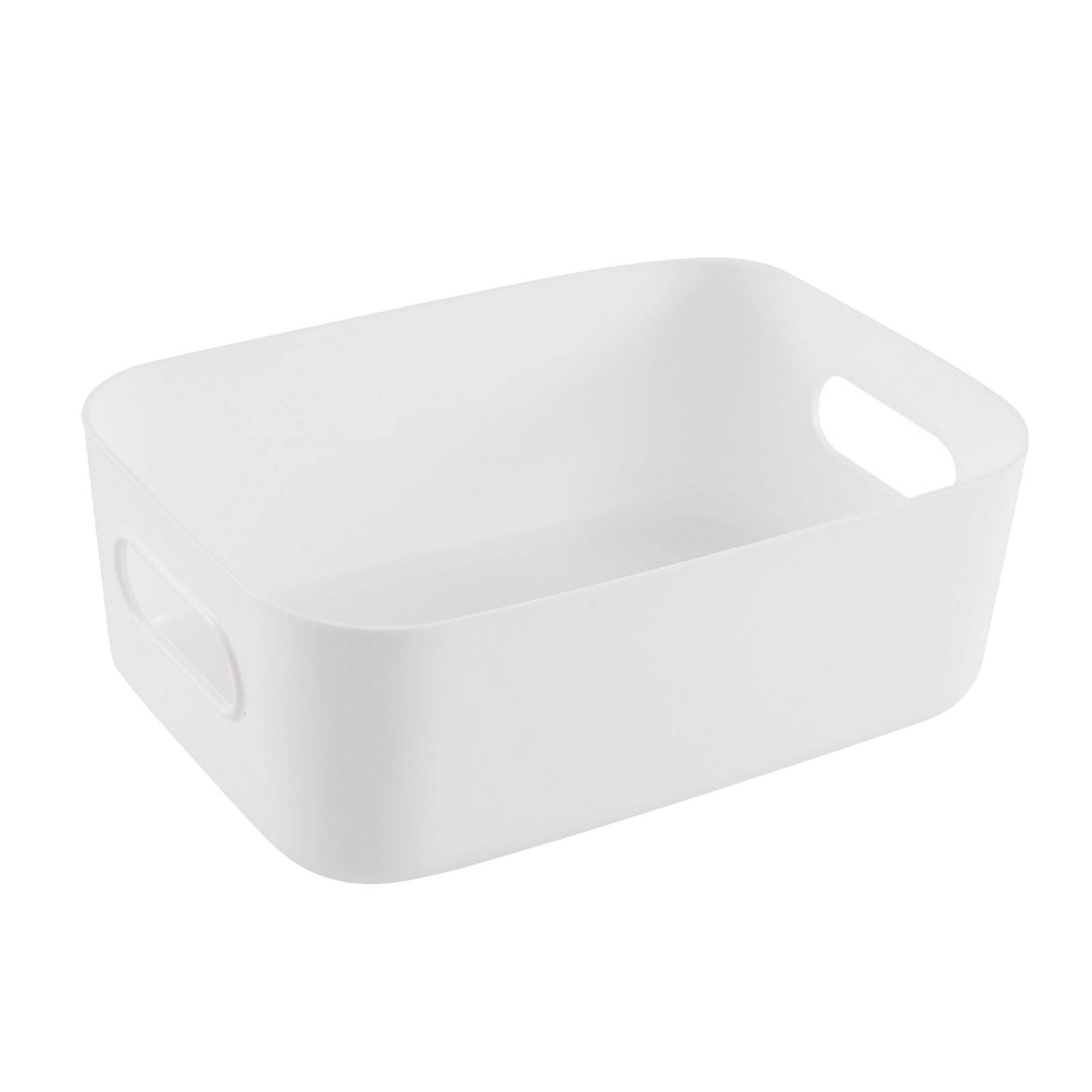 White S Plastic Storage Basket Desktop Portable Plastic Kitchen Refrigerator Basket Bathroom Desktop Storage Box Snack Cosmetic Organizing Box For Cab