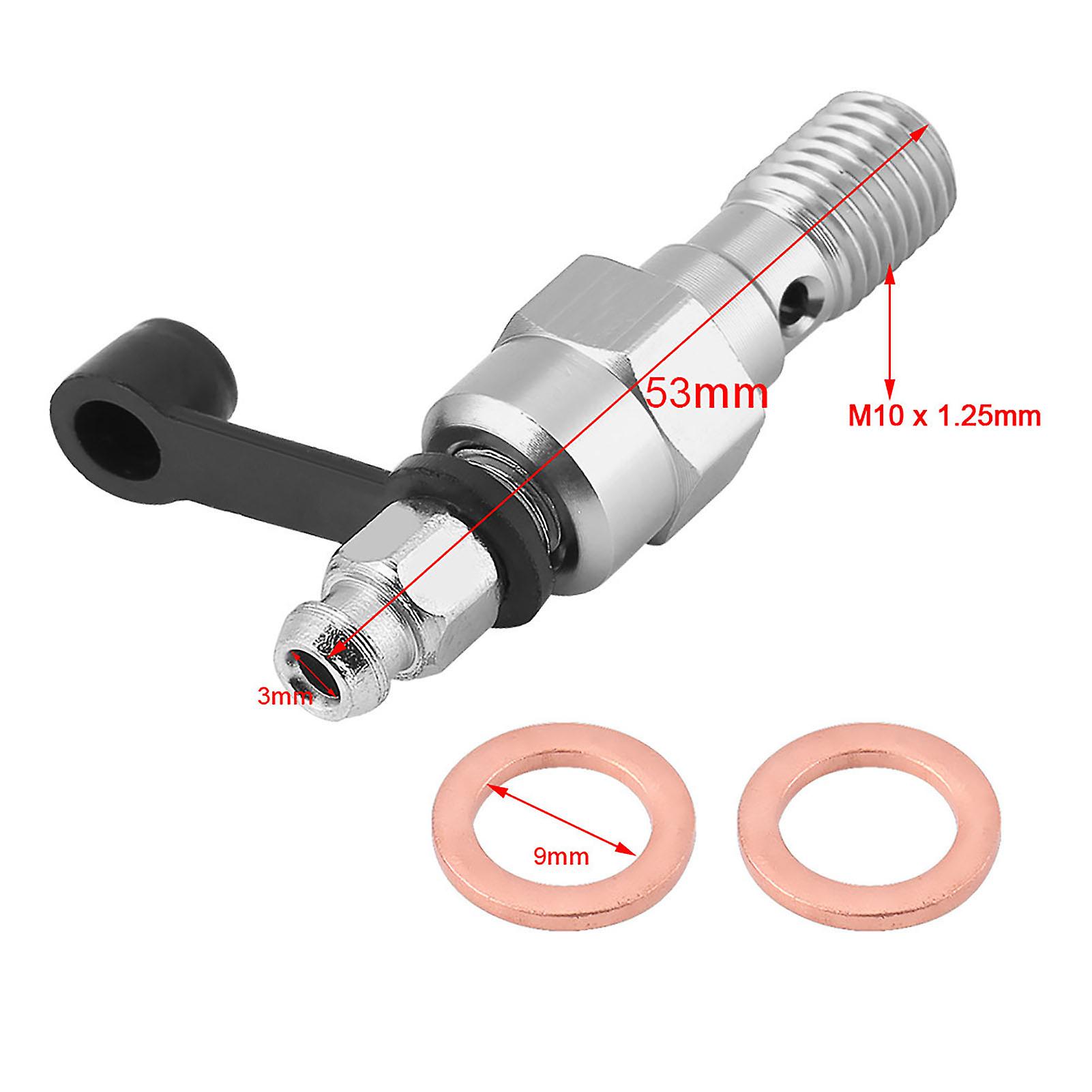 M10x1.25mm Motorcycle Brake Cylinder Caliper Bleed Screw Nipple Banjo Bolt + Dust Cap Silver