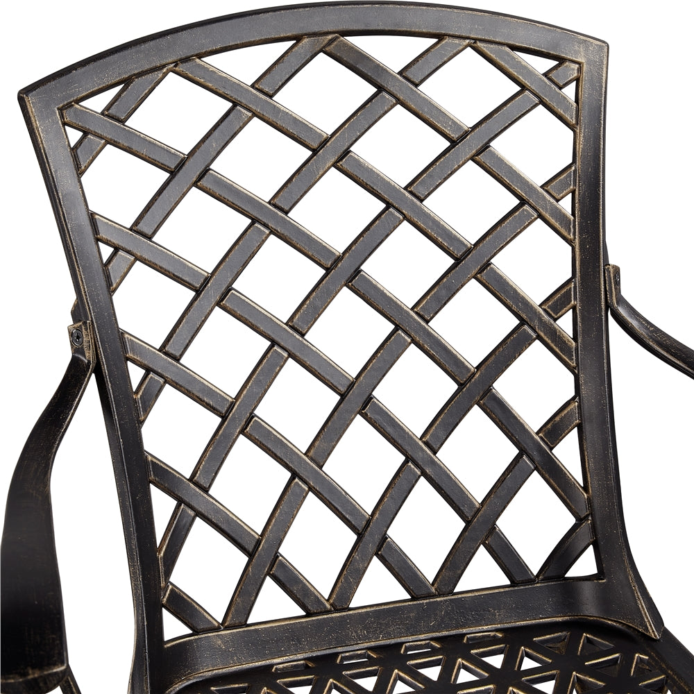 Easyfashion Outdoor Dining Chair - Aluminium - Set of 2 - Has Arms - Bronze