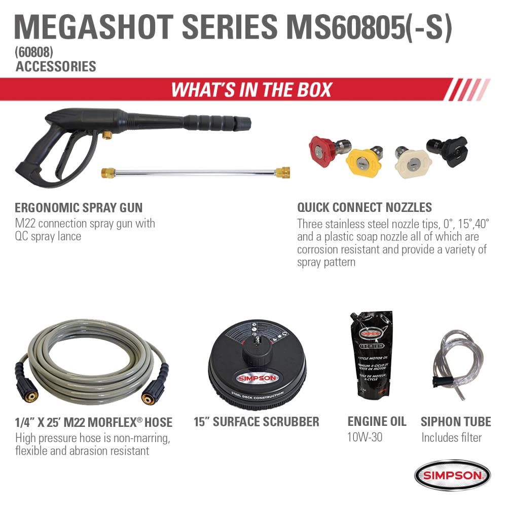 MegaShot 3000 PSI at 2.4 GPM HONDA GCV160 with OEM Technologies Axial Cam Pump Cold Water Premium Residential Gas Pressure Washer with 15 in. Surface Scrubber ;