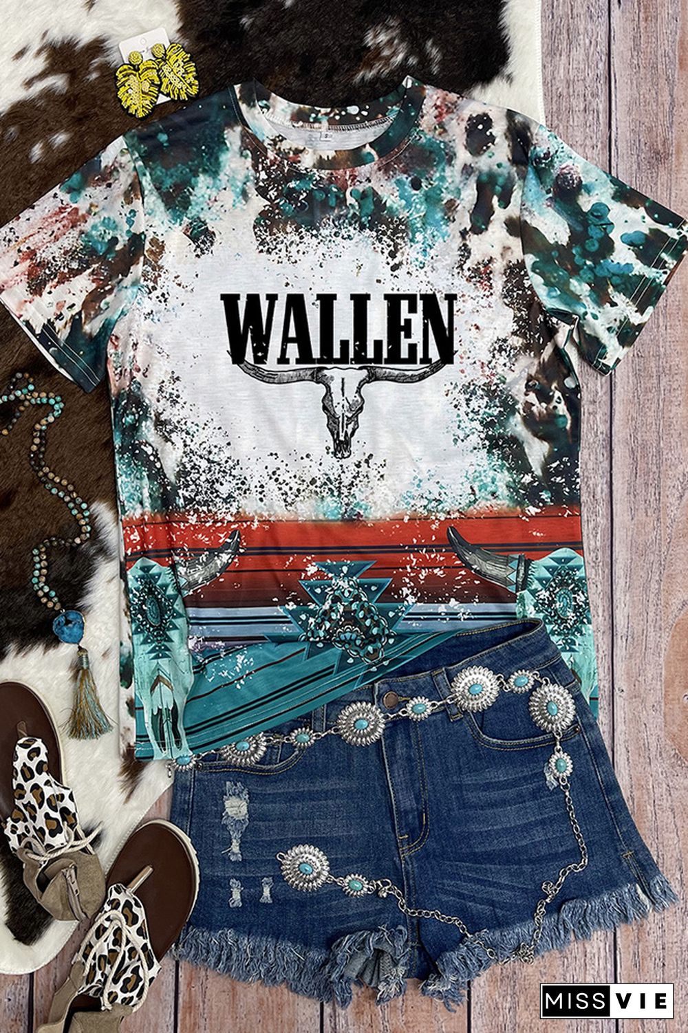 Wallen Bull Skull Bleached Graphic Tee