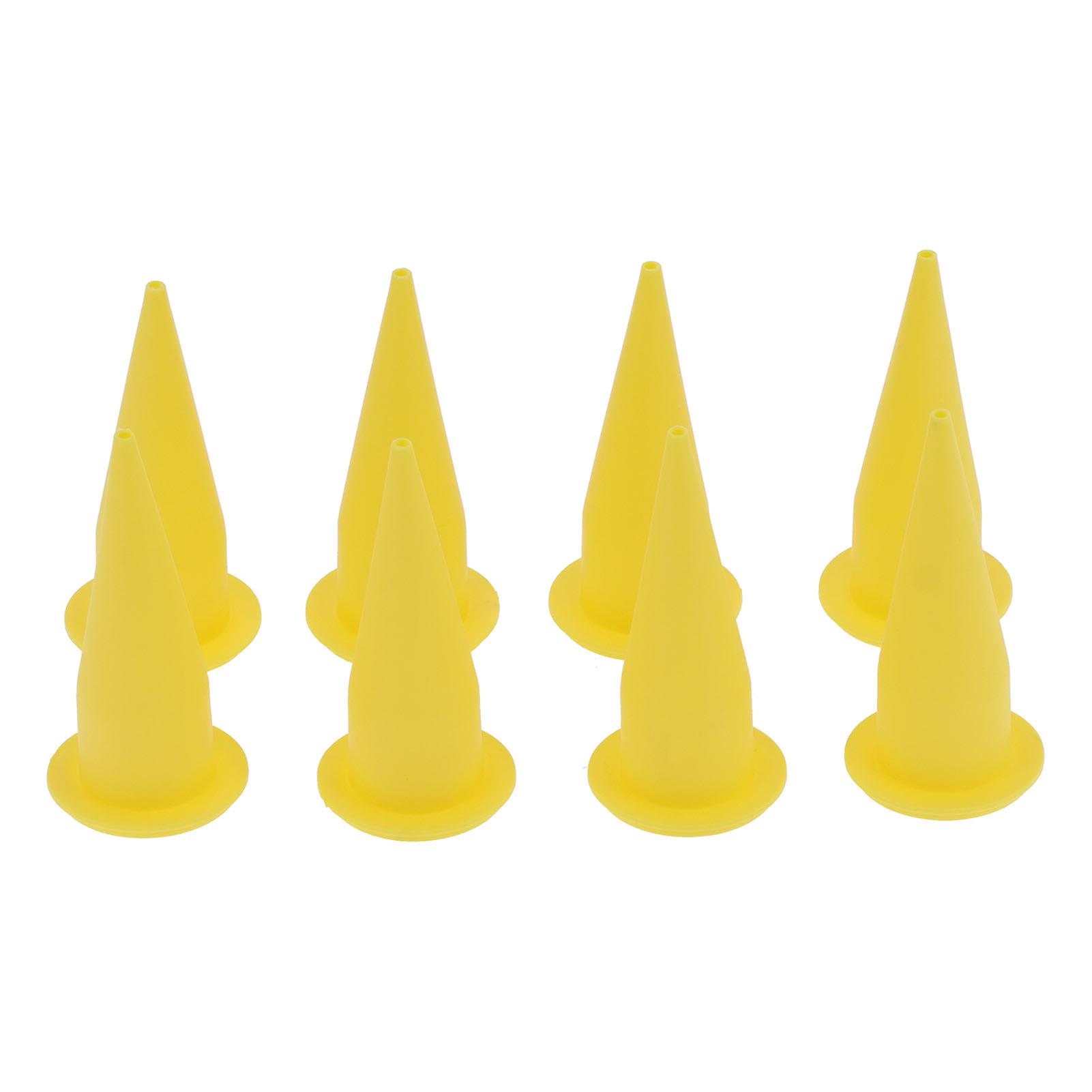 8pcs Cone Nozzle Pe Plastic Reusable Yellow Corrosion Resistance For Glass Cement