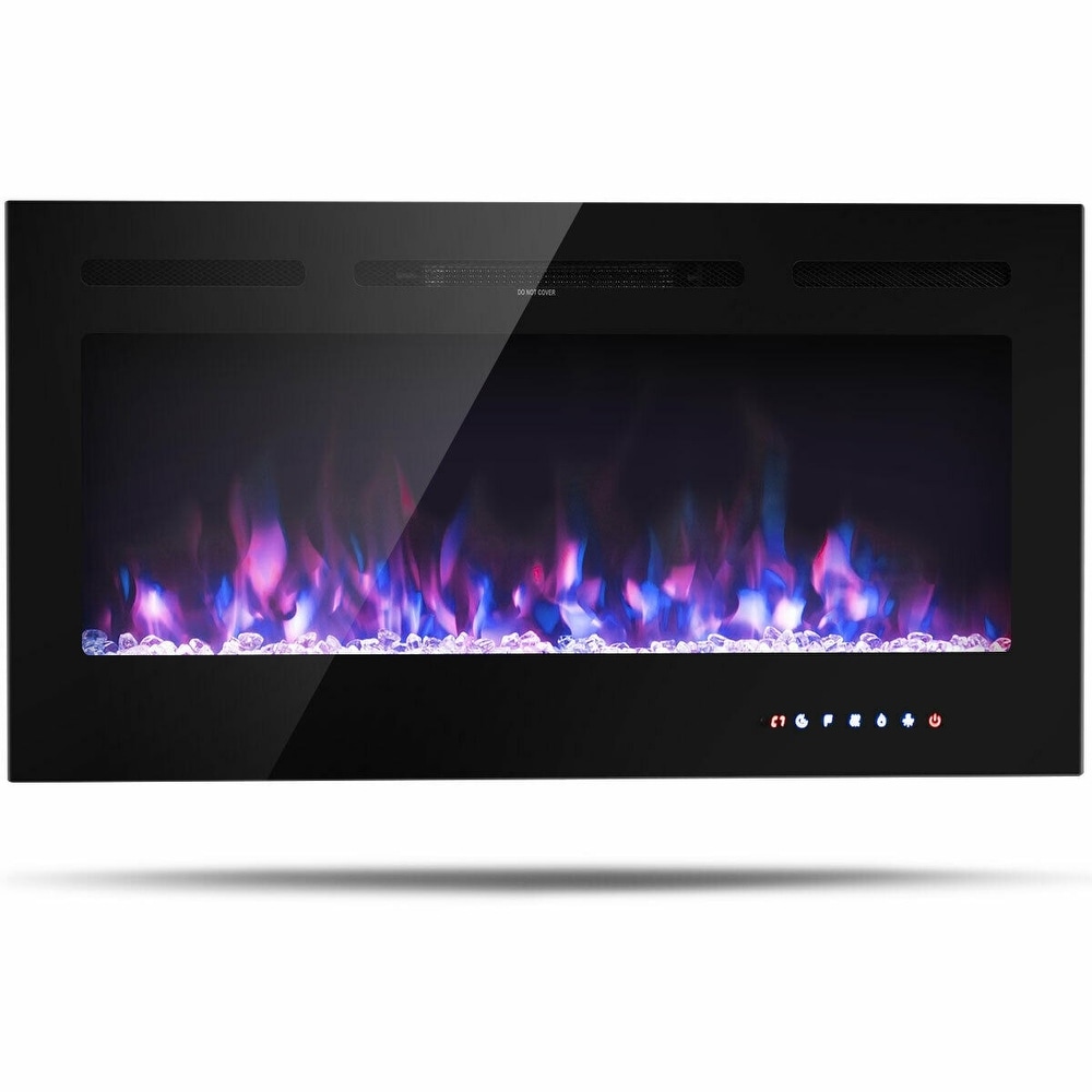 40 Inch Recessed Wall Mounted Electric Fireplace with Multicolor Flame   40\