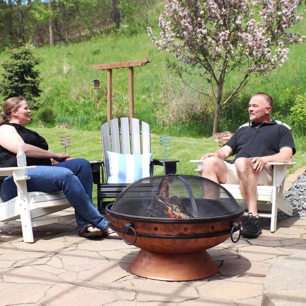 Sunnydaze Decor 30 in. Copper Royal Cauldron Fire Pit with Handles and Spark Screen NB-FFP30-Copper