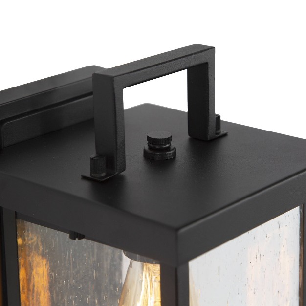 Square Metal glass Outdoor Wall Lamp Black Lnc