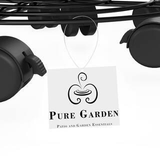 Pure Garden 12 in. Dia Black Metal Plant Caddy (Set of 2) HW1500278