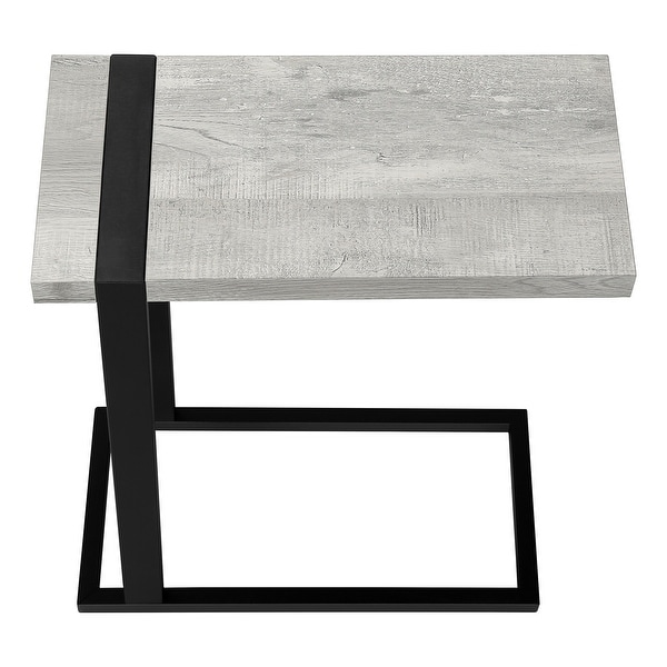 Modern C- Shaped Accent Table Reclaimed Wood-Look / Black Metal - 19.25