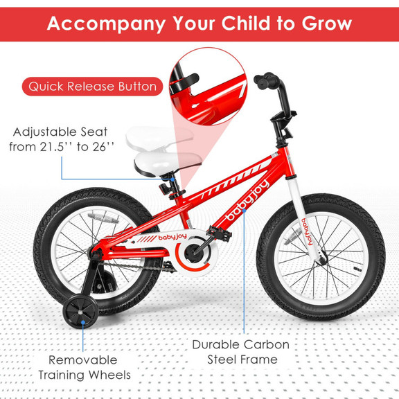 Costway 24507681 16 Inch Kids Bike Bicycle with Tr...