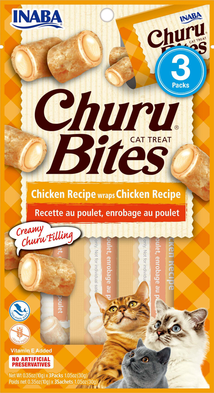 Inaba Churu Chicken Cat Treat Bites， 3 Pack