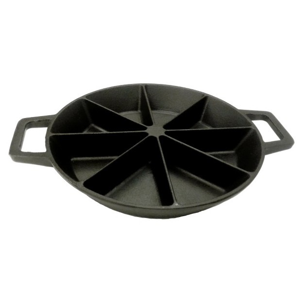 Bayou Classic 10 Inch Round Cast Iron Wedge Cornbread Skillet Bakeware Pan With Side Loop Handles For 8 Wedges Of Cornbread Black