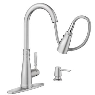 MOEN Boman Single Handle Pull-Down Sprayer Kitchen Faucet with Reflex and PowerBoost in Spot Resist Stainless 87162SRS