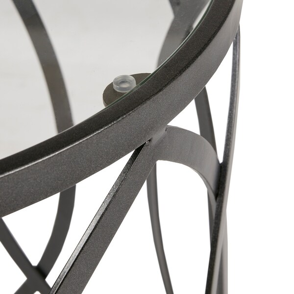 Madison Park Coen Metal Eyelet Accent Drum Table