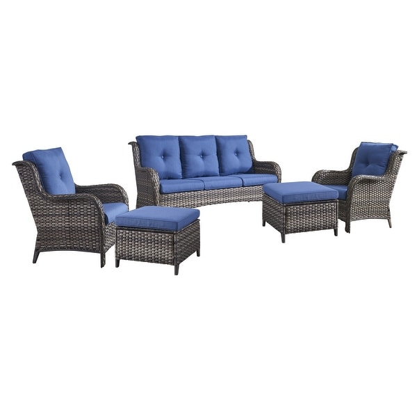 Pocassy 5Piece Patio Furniture Set with Ottomans