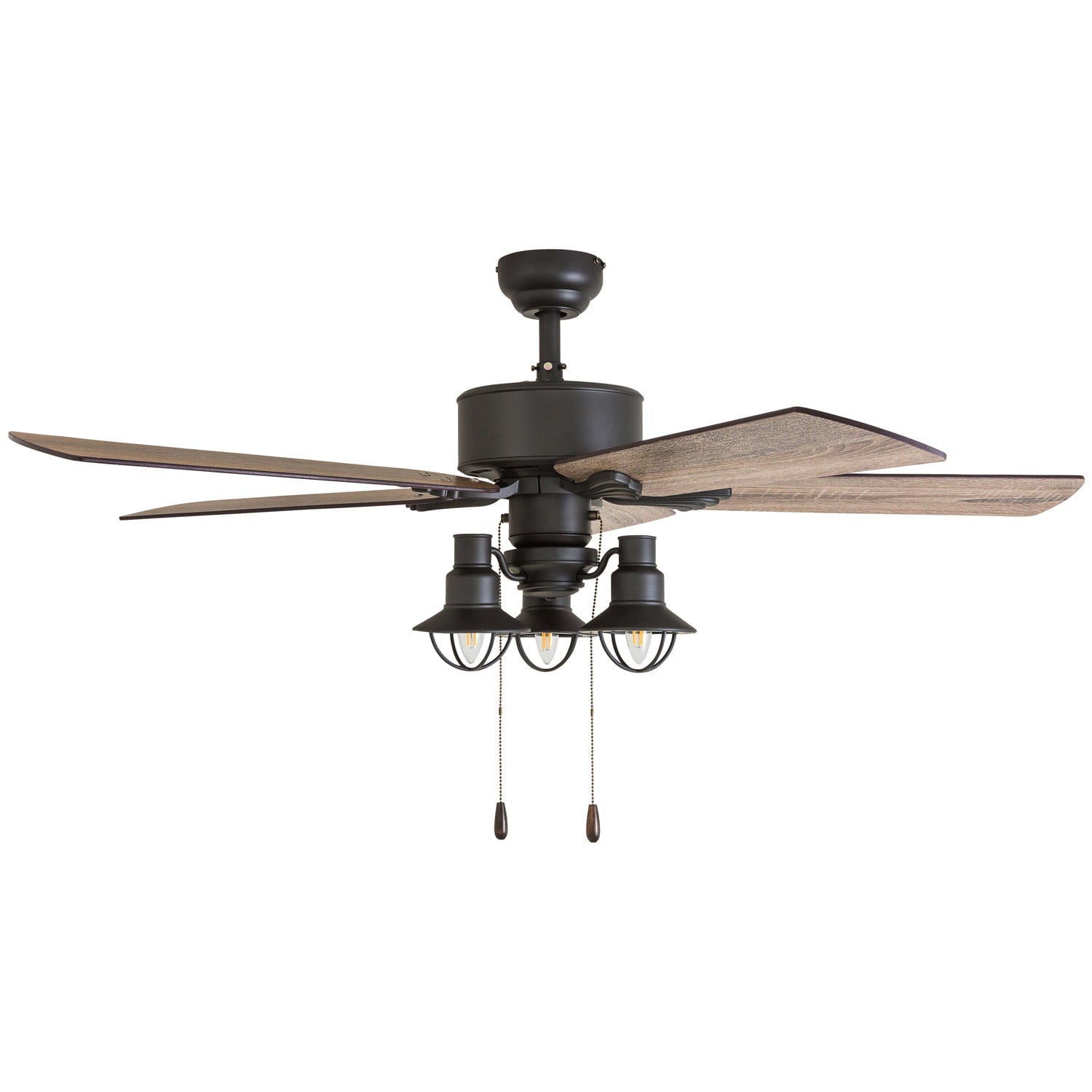 Prominence Home 50651-35 Sivan Farmhouse 52-Inch Aged Bronze Indoor Ceiling Fan, Lantern LED Multi-Arm Barnwood, Tumbleweed Blades