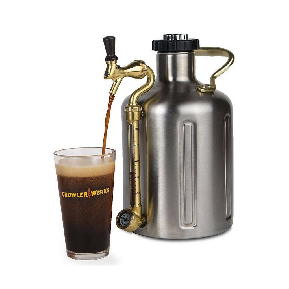 GrowlerWerks uKeg 128 oz. Stainless Steel Carbonated Growler GWA1002-ST-NB-00