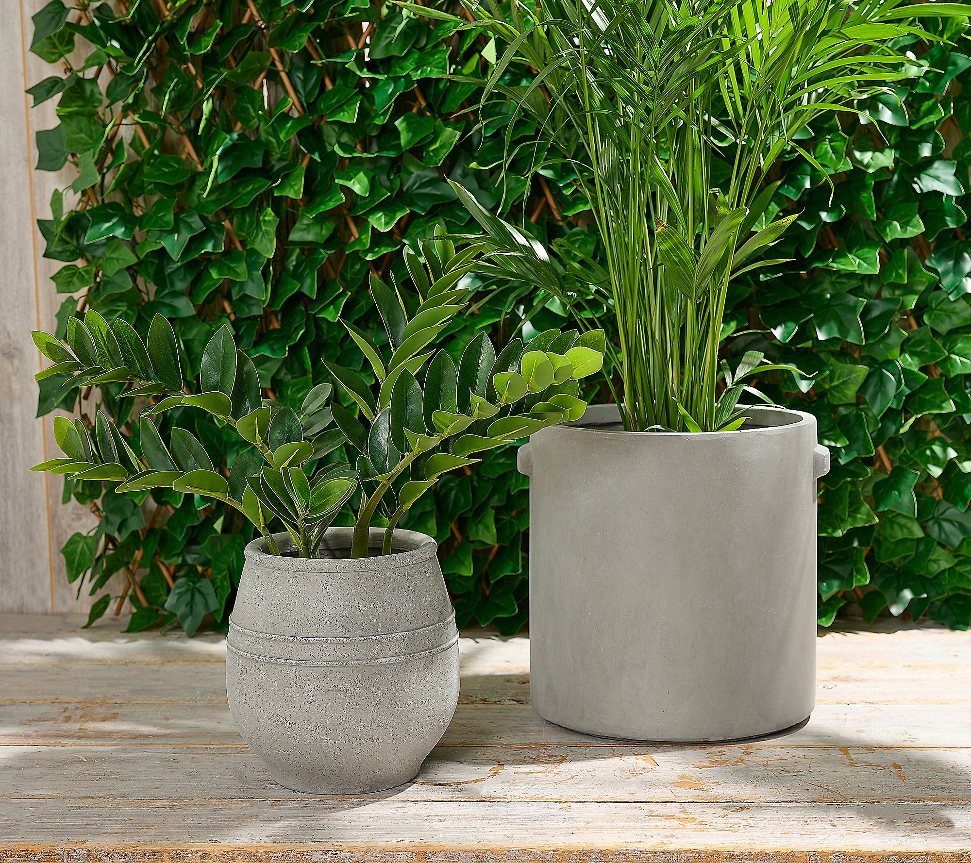 Set of 2 10 and 14 Fiberclay Planters by Lauren McBride