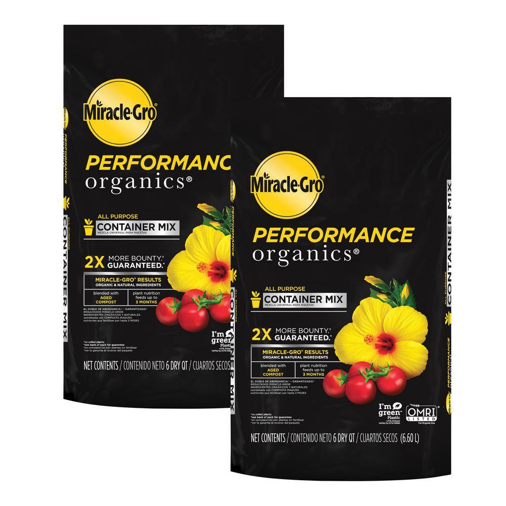 Miracle-Gro 6 Qt. Performance Organics All Purpose Potting Soil Mix (2-Pack) VB02192