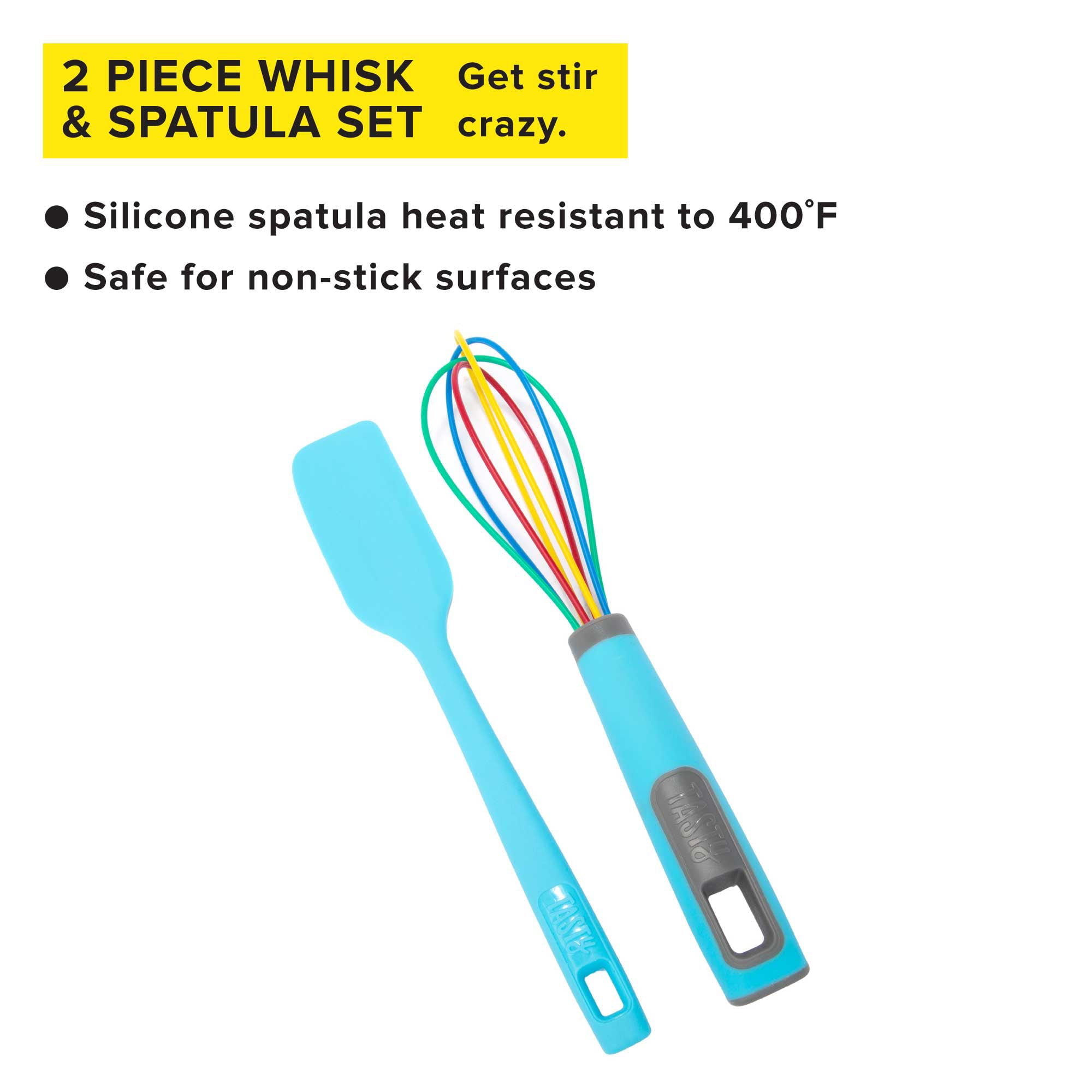 Tasty Silicone Mini Spatula and Whisk Baking Kitchen Gadgets Set, Tasty Blue, 2 Piece