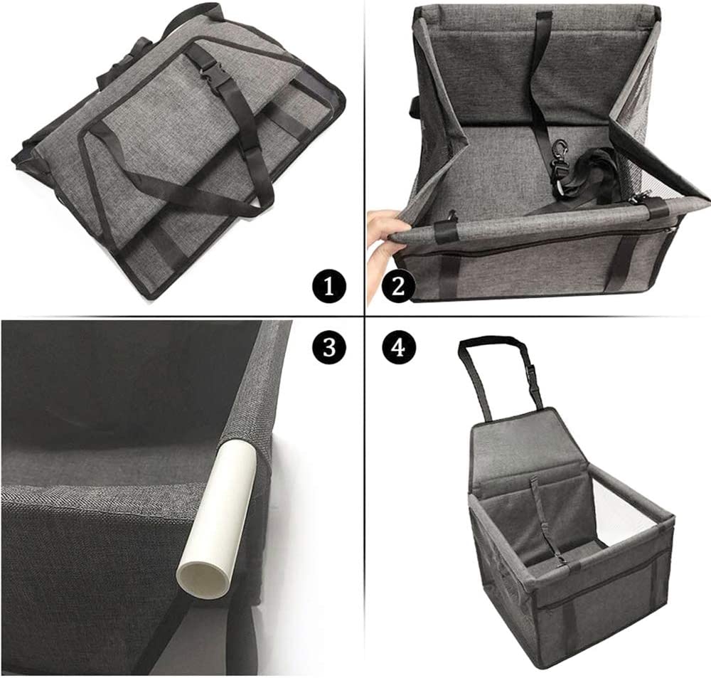 Car Booster Seat for Small Dogs Cats， Breathable Waterproof Seat Cover Carrier Bag with Safety Leash for Puppies Travel