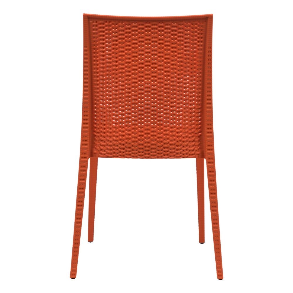 LeisureMod Mace Weave Design Outdoor Patio Dining Chair (Set of 2)