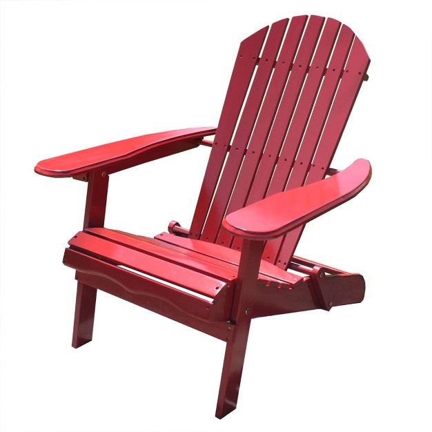 Northbeam Outdoor Lawn Garden Portable Foldable Wooden Adirondack Accent Chair Deck Porch And Patio Seating With 250 Pound Capacity Red