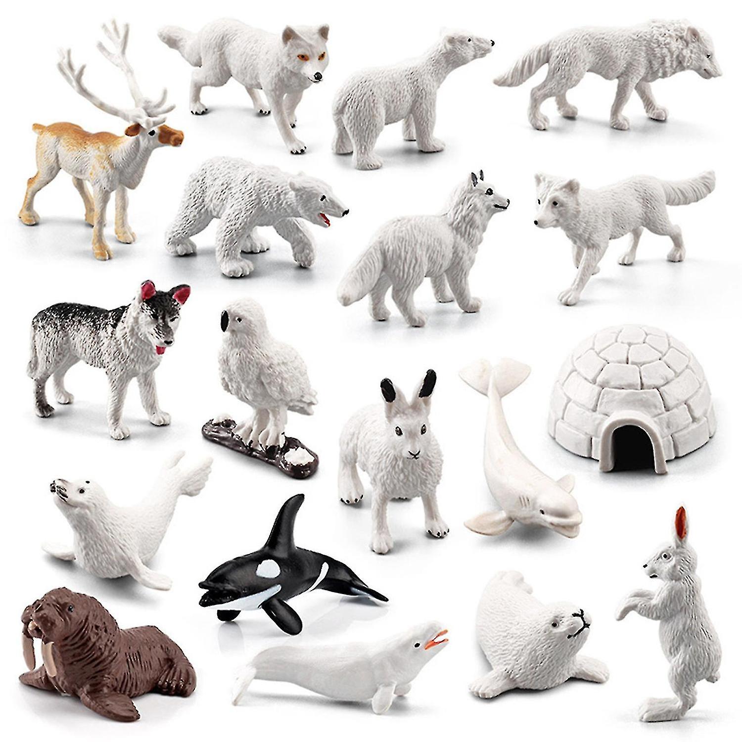 Set Of 18 Mini Polar Animals Statue Pvc Antarctic Desktop Figure Doll Micro Landscape Decoration For