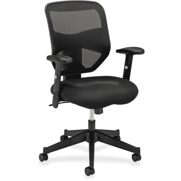 HON HVL531 Series High-Back Work Chair， Mesh Back， Padded Mesh Seat， Black