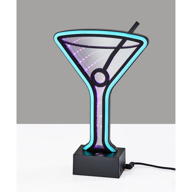 Infinity Neon Martini Glass Table wall Lamp Black Adesso