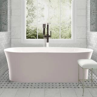 Vanity Art Antony 63 in. Acrylic Flatbottom Freestanding Bathtub in White VA6809