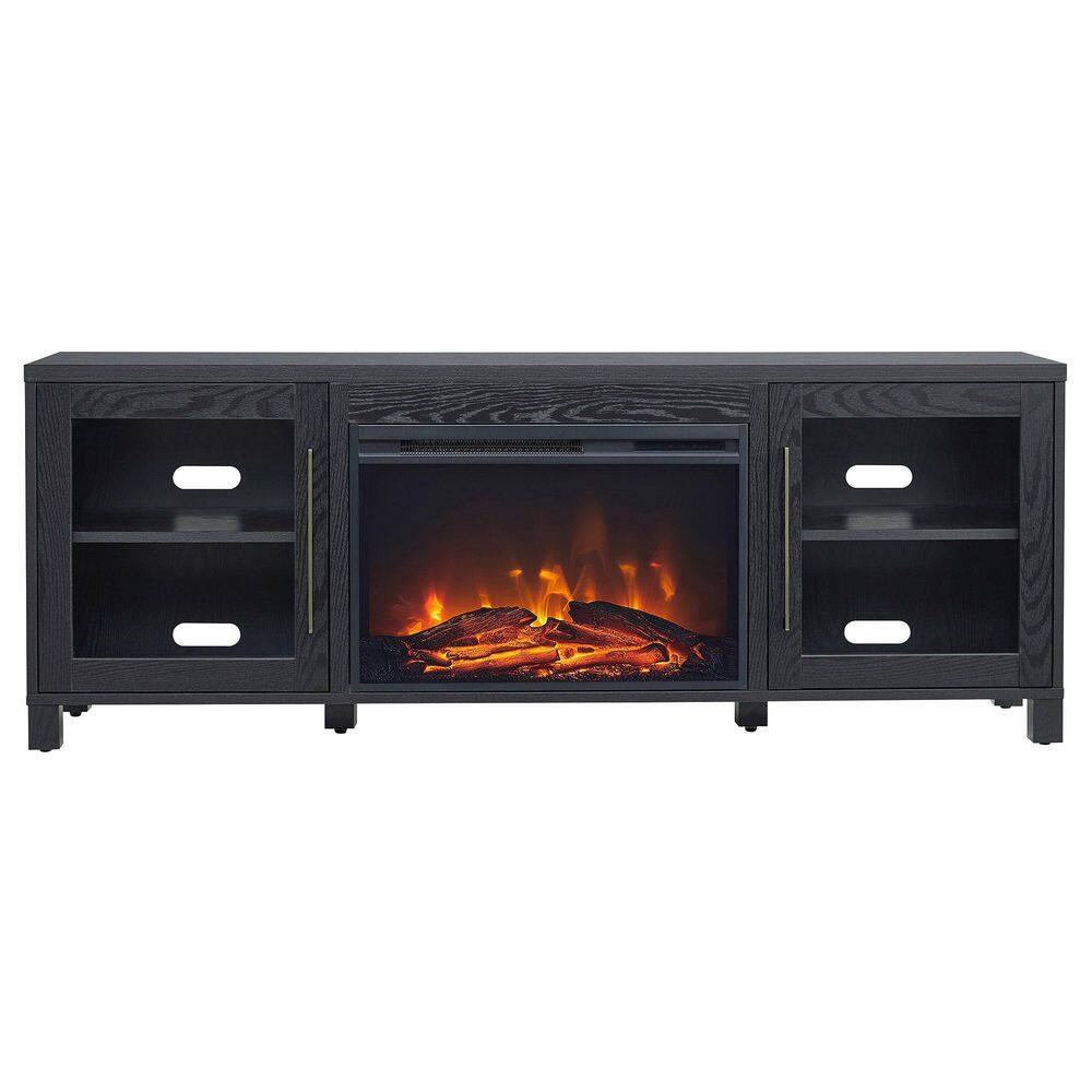 MeyerCross Quincy 68 in. Black Grain TV Stand with 26 in. Log Fireplace Fits TV's up to 75 in. TV1803