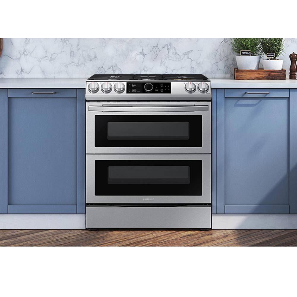  30 in. 6 cu. ft. Flex Duo Slide-in Gas Range with Smart Dial and Air Fry in Fingerprint Resistant Stainless Steel NX60T8751SS