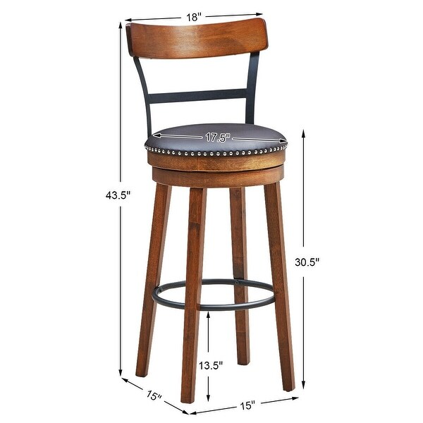 360-Degree Swivel Stools with Leather Padded Seat - 18