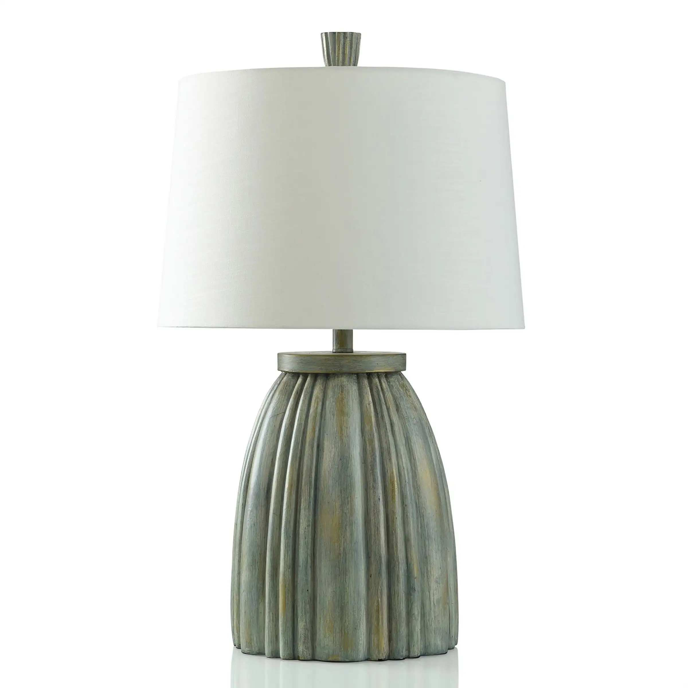 Hot Springs Table Lamp - Washed Green Stone Ribbed Base