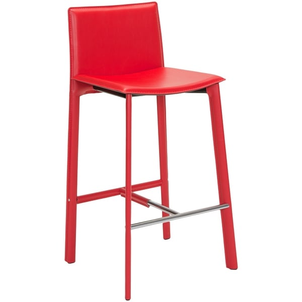 SAFAVIEH Mid-Century 28.5-inch Madison Red Leather Bar Stool (Set of 2) - 18.7