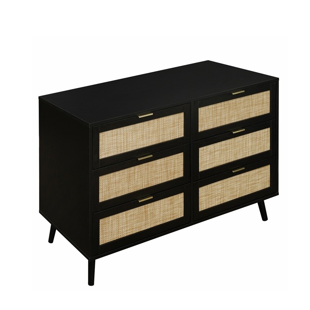 Modern 6 Drawer Dresser Wood Cabinet   N/A