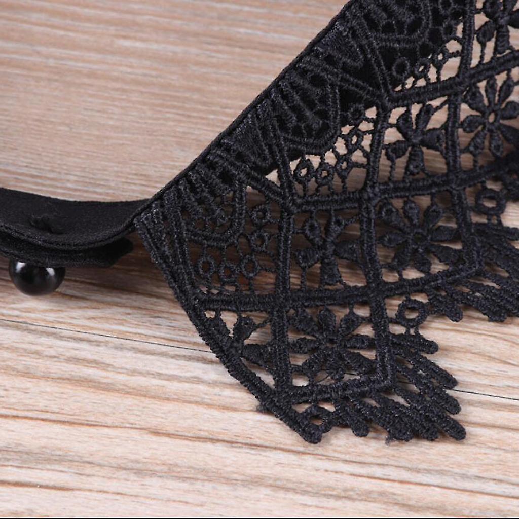 2x Womens Lace Fake Collar Detachable Half Shirt Blouse False Collar Black