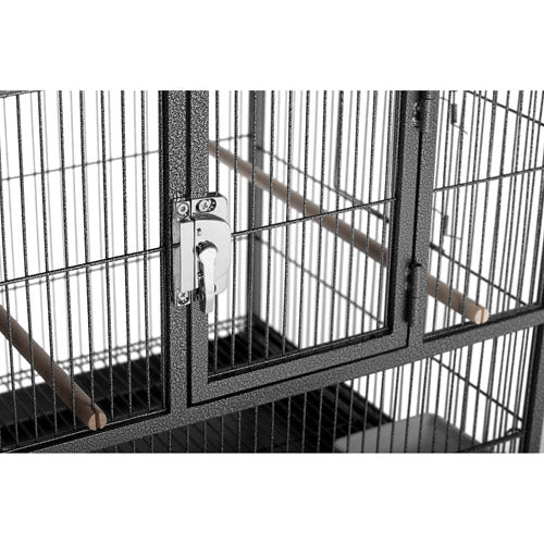 Prevue Pet Products Hampton Deluxe Divided Breeder Cage with Stand， Black Hammertone