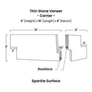 Prestige Stone  Granite Alaska White 6 x 16 x 8 in. Natural Stacked Stone Veneer Corner Siding ExteriorInterior Wall Tile (2-Box12.84 sq ft) TSAL-C-2