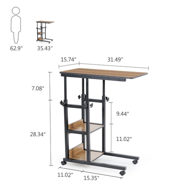 Height Adjustable C Table， Sofa Bedside Laptop Snack Side Table