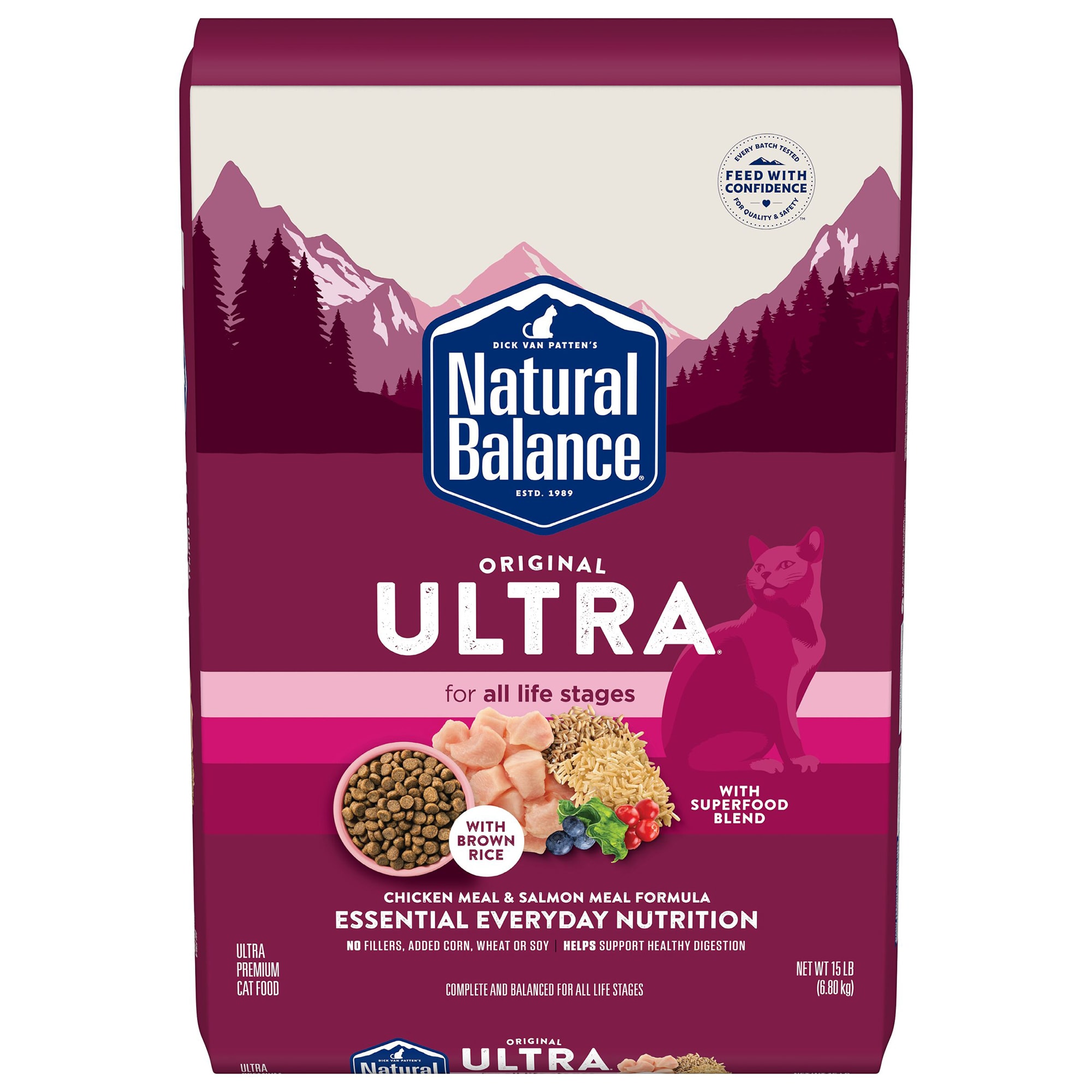 Natural Balance Original Ultra Chicken Meal  Salmon Meal Formula Dry Cat Food， 15 lbs.