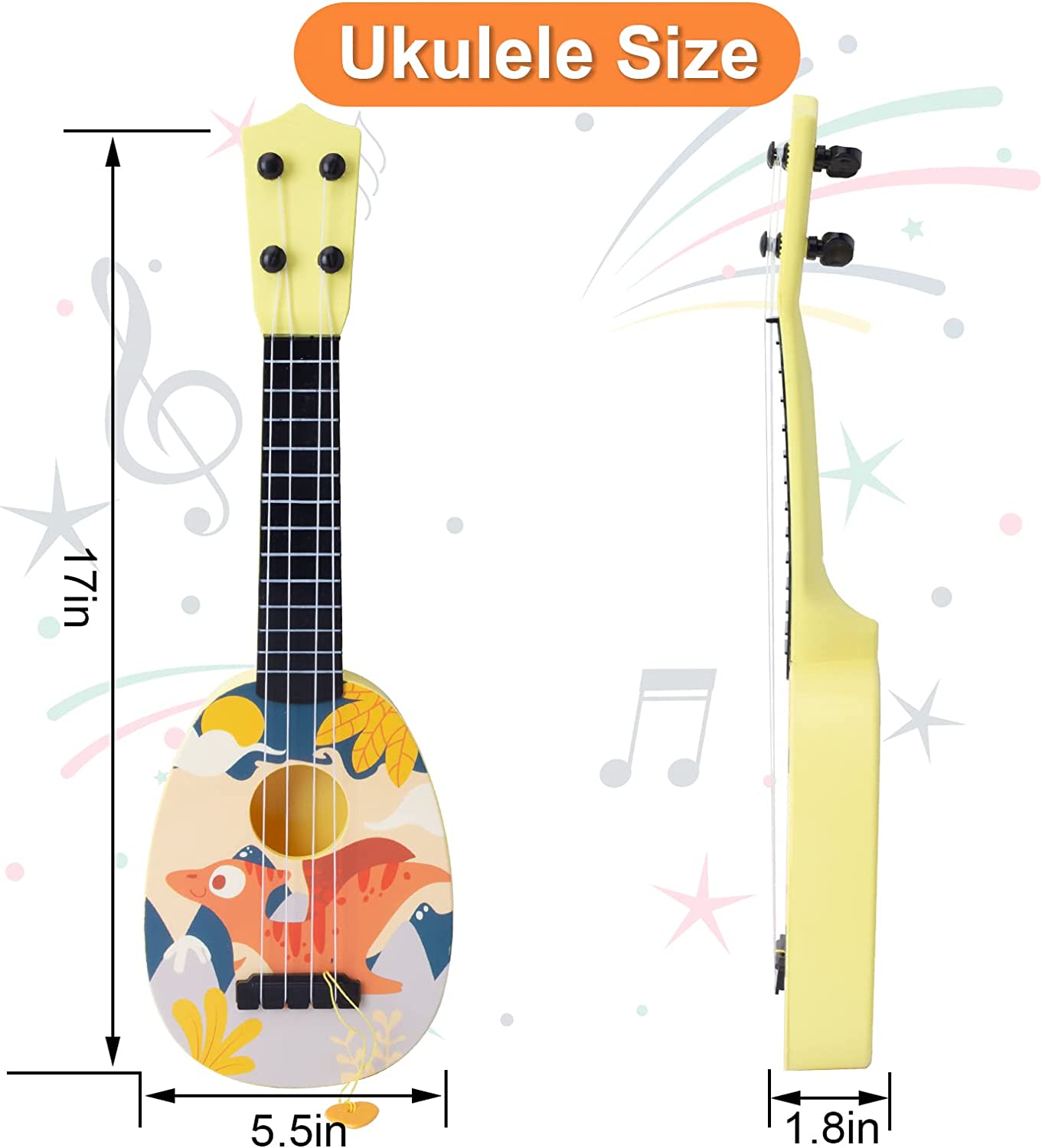 Cute Dinosaur Musical Toy Guitar ukulele Instrument Children Kid Educational Play Toy 1 2 3 Year Old Boys Girls