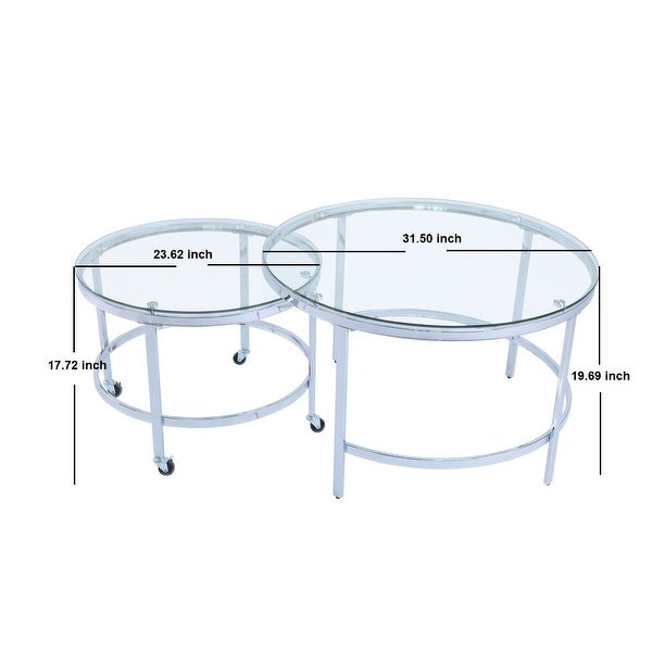 EPOWP Modern Glass Nesting Table Set transparent/Sliver